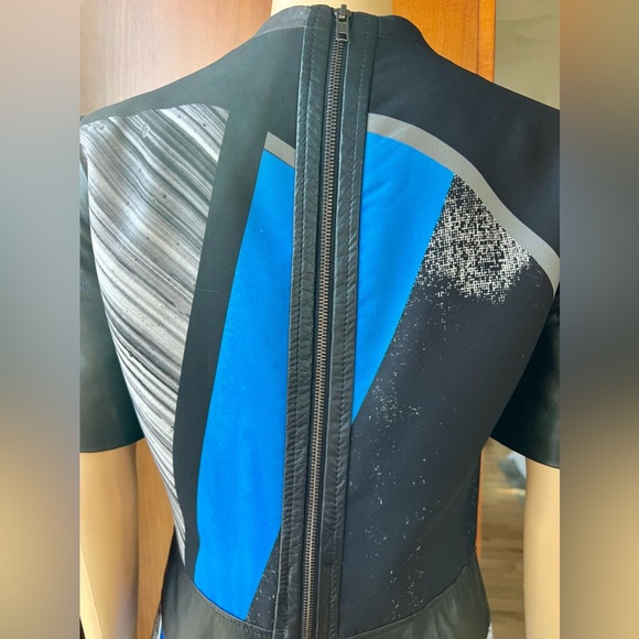 HELMUT LANG Superb Net a Porter Geometric Leather Trim Pencil Dress Size 2 - Picture 11 of 17